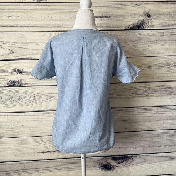 Madewell Sundrift Blue Lightweight Ruffle Sleeve Top - Picture 9 of 11